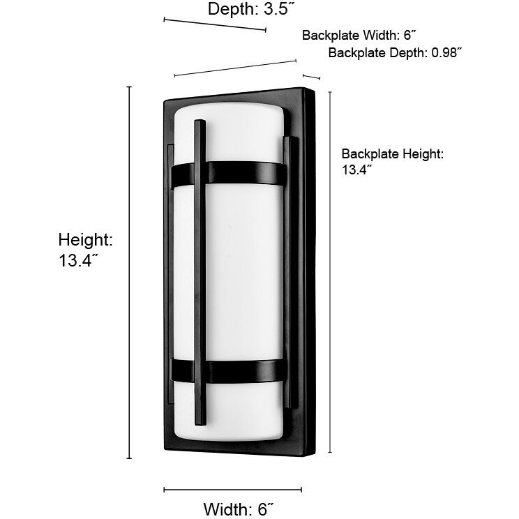 None LED 13.4 inch Powder Coated Black Outdoor Wall Sconce